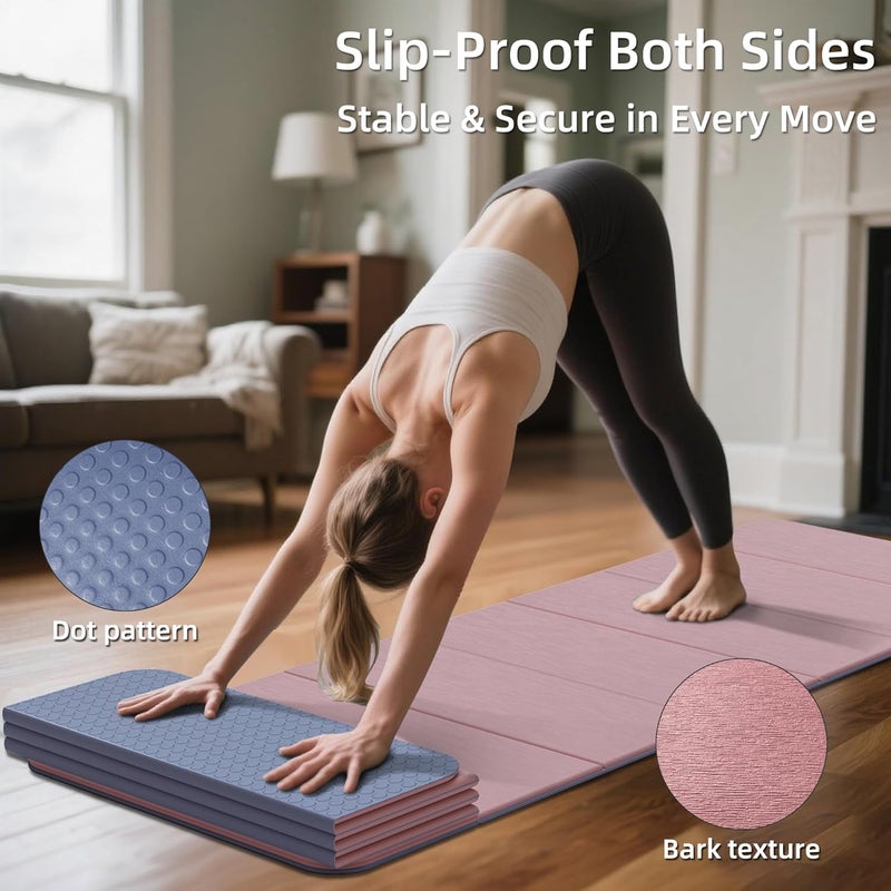 WEILA 1/2 Inch Extra Thick Yoga Mat Pilates Equipment, 69"x24" Odorless Workout Mats for Home Gym, Non-slip Exercise Mats for Women Men Home Workout, Foldable Yoga Mats for Travel Camping Sleeping - Image 3